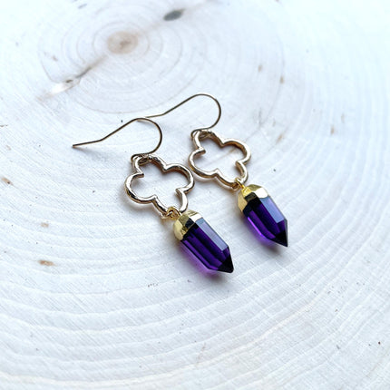 Amethyst Dagger Gold Filled Earrings