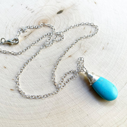 Teardrop Turquoise Sterling Silver Necklace