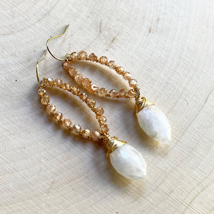 Moonstone and Citrine 14k Gold Filled Earrings