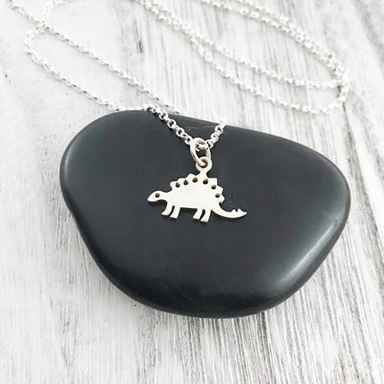 Stegosaurus Dinosaur Necklace - Sterling Silver - Friendship Necklace - Gift for Her