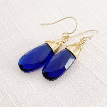 Blue Hydro Quartz 14k Gold Filled Wire Wrapped Earrings