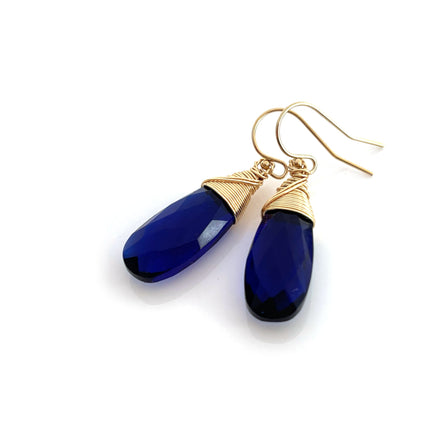 Blue Hydro Quartz 14k Gold Filled Wire Wrapped Earrings