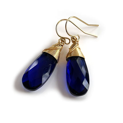 Blue Hydro Quartz 14k Gold Filled Wire Wrapped Earrings