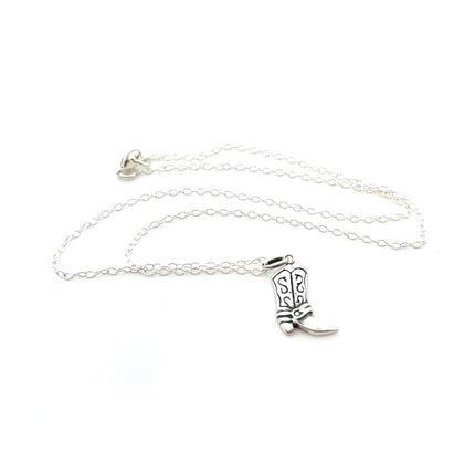 Cowgirl Boot Country Charm Necklace - Sterling Silver Jewelry - Handmade Necklace