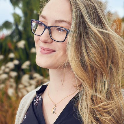 Forager Mushroom Moon Necklace – Sterling Silver & Bronze Pendant, 18" Gold Filled Chain, Handmade in Raleigh