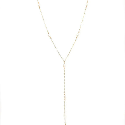 Floating Pearl Y Necklace | Sterling Silver or Gold Filled Pearl Necklace
