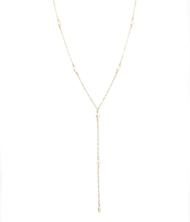 Floating Pearl Y Necklace | Sterling Silver or Gold Filled Pearl Necklace
