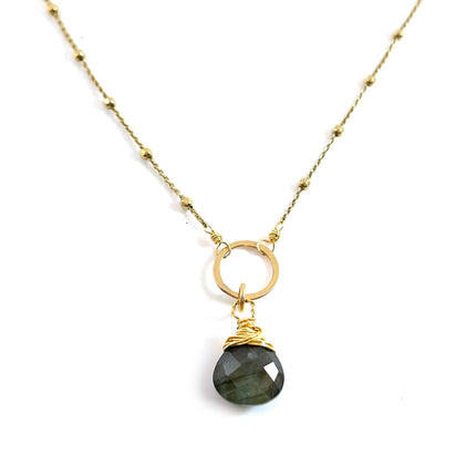 Labradorite Halo Satellite 14k Gold Filled Necklace