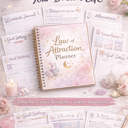 Law of Attraction Planner | 70 Pages | Printable & Editable