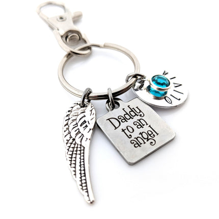 Daddy to an Angel Key Chain - Hand Stamped Key Chain - Sympathy Gift For Him