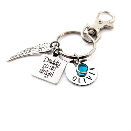 Daddy to an Angel Key Chain - Hand Stamped Key Chain - Sympathy Gift For Him