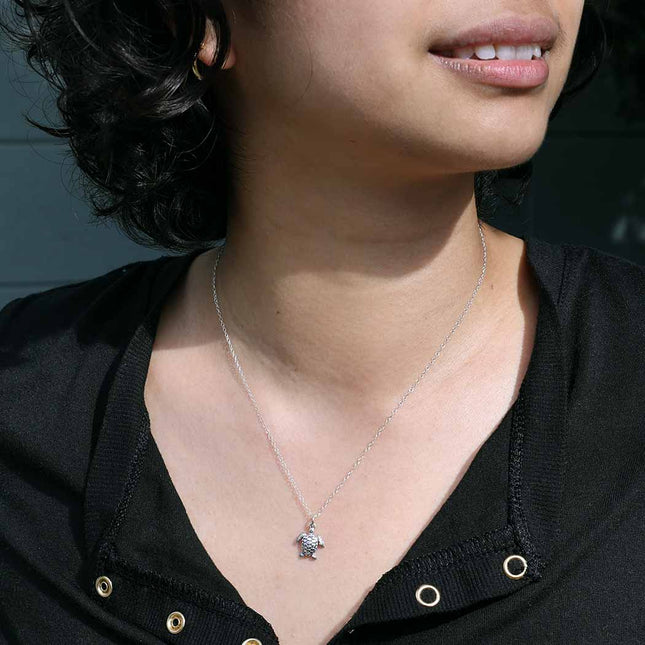 Sterling Silver Sea Turtle Necklace – Beachy Handmade Gift