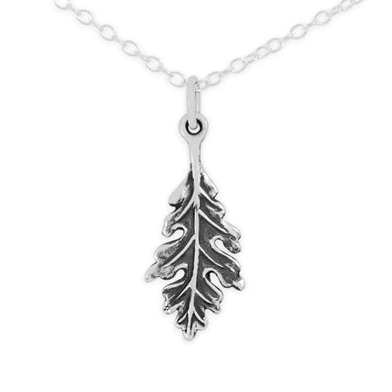 Mini Oak Leaf Necklace – Sterling Silver Nature Charm on 18" Chain