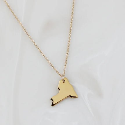 Tiny New York State Necklace – Gold State Charm on 16" Chain