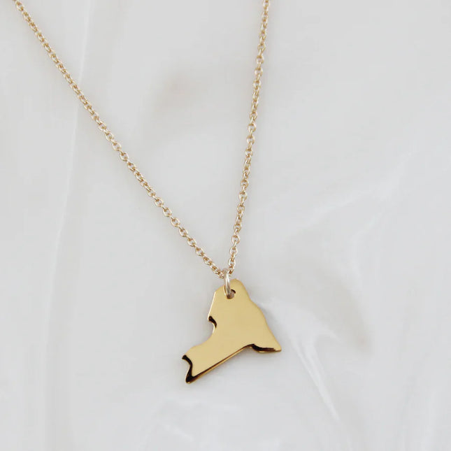 Tiny New York State Necklace – Gold State Charm on 16" Chain