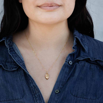 Anatomical Heart Charm 14k Gold Filled Necklace