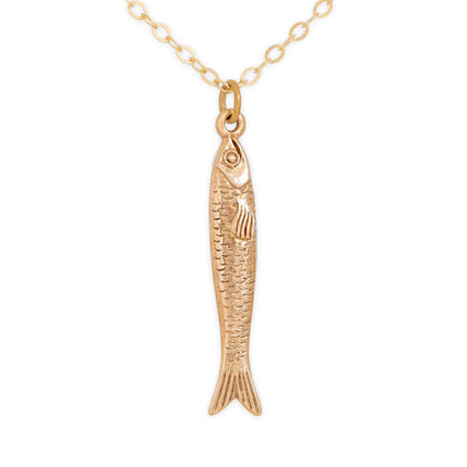 Sardine Charm Necklace – 18" Gold Filled Chain