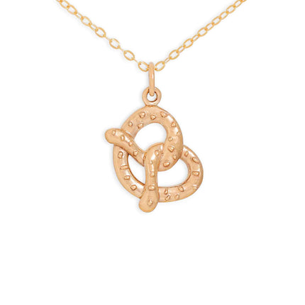 Dainty Pretzel Charm Necklace – 14k Gold Filled Chain | Handmade Foodie Gift