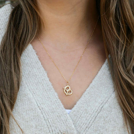 Dainty Pretzel Charm Necklace – 14k Gold Filled Chain | Handmade Foodie Gift
