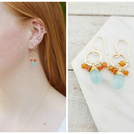 Beata Earrings - Dainty 14k Gold Filled Gemstone Earrings  - Jewelry for Her