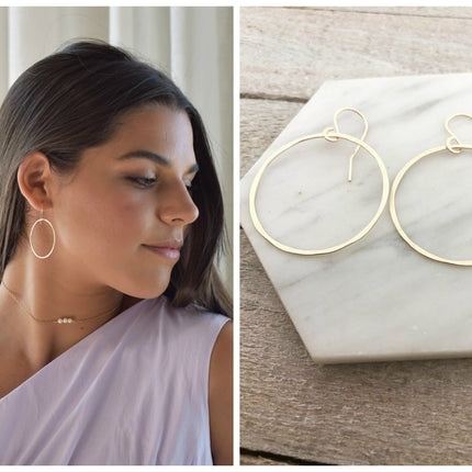 Hoop Earrings - Dainty Hammered Hoop Earrings - Handmade Hoops - Gift for Her