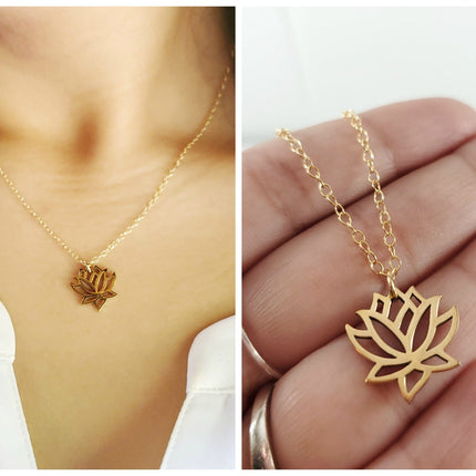 Lotus Flower Charm- Dainty 14k Gold Filled Jewelry