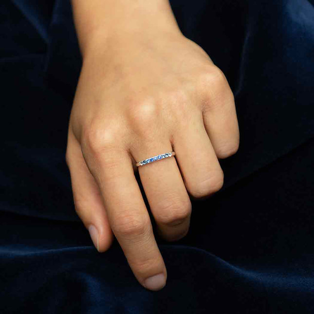 Sterling Silver Blue Ombre Nano Gem Ring - Size 6
