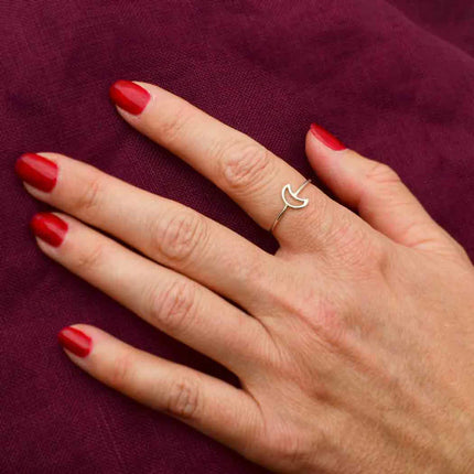 Open Moon Ring – Sterling Silver Crescent Moon Band (Size 7)