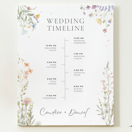 Editable Wedding Timeline Canva Template – Elegant Floral Design