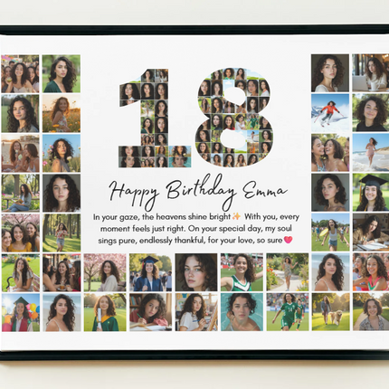 18th Birthday Photo Collage Canva Template – Customizable Milestone Keepsake