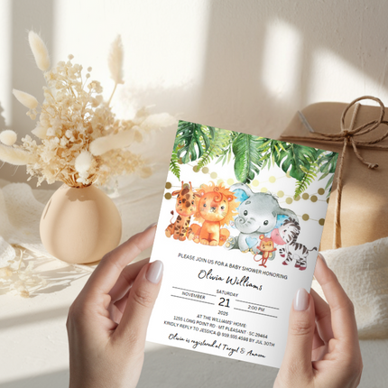 Safari Baby Shower Invitation – Editable Canva Template