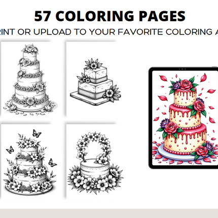 57 Floral Wedding Cake Coloring Pages (Printable & Digital PDF)