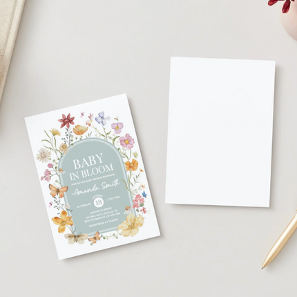 Baby in Bloom Baby Shower Invitation – Editable Canva Template (Floral Design)