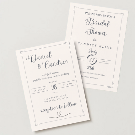 Minimalist Wedding & Bridal Shower Invitation Set – Canva Templates – Instant Download