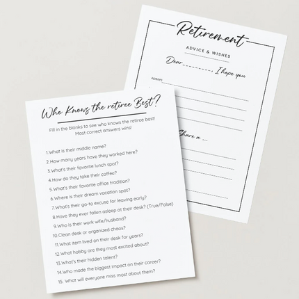 Retirement Party Game Pack – Printable PDF with Fun Icebreakers, Trivia & Toasts