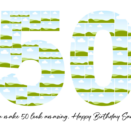 50th Birthday Photo Collage Canva Template – Digital Download