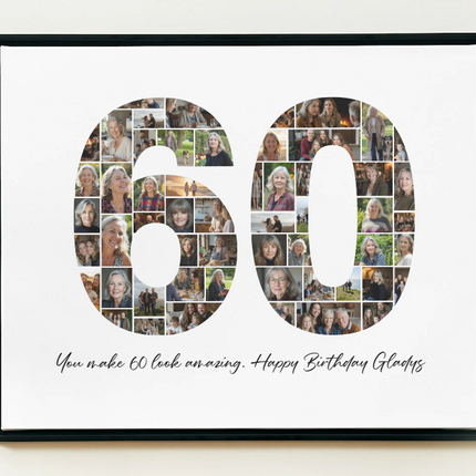 60th Birthday Photo Collage Template – Canva Editable, Digital Download