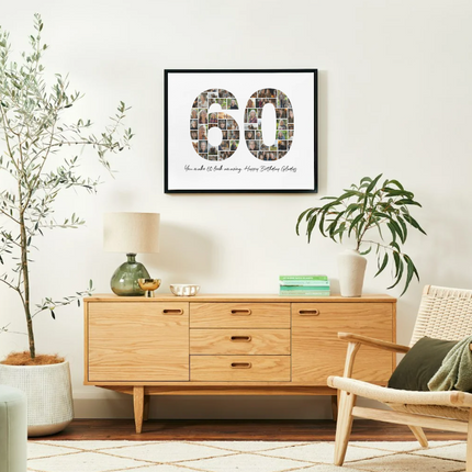 60th Birthday Photo Collage Template – Canva Editable, Digital Download