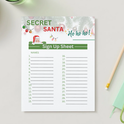 Editable Secret Santa Questionnaire & Sign-Up Sheet – Canva Template (Printable PDF)