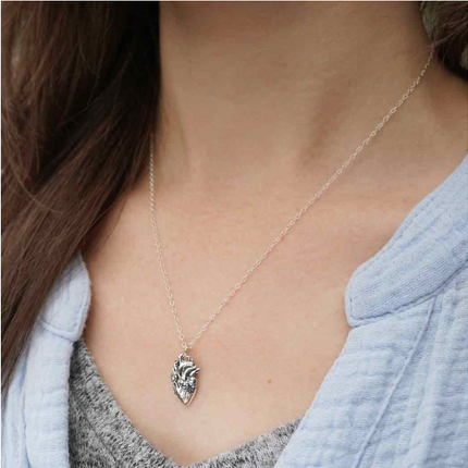 Sterling Silver Anatomical Heart Necklace – Realistic Heart Charm for Medical Professionals & Students