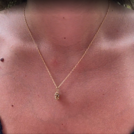 Gold Pinecone Charm 14k Gold Filled Necklace