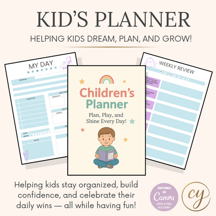 Kids Planner | 80-Page Printable & Editable Canva