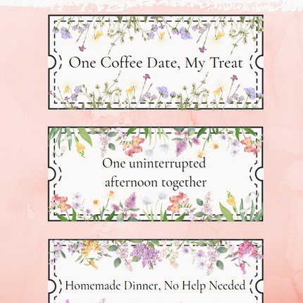 Elegant Mother’s Day Coupon Book Printable | 12 Prefilled + 6 Blank Coupons