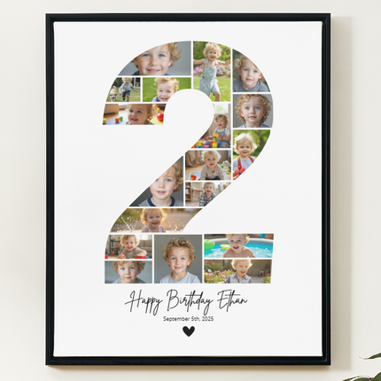 2nd Birthday Photo Collage Canva Template – Editable Milestone Poster