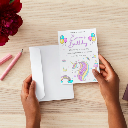 Unicorn Birthday Invitation Template – Pastel Girls Party | Editable in Canva