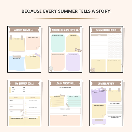 Kids Summer Planner – 35 Page Printable PDF – Summer Activities, Goals & Journals for Kids (Instant Download)