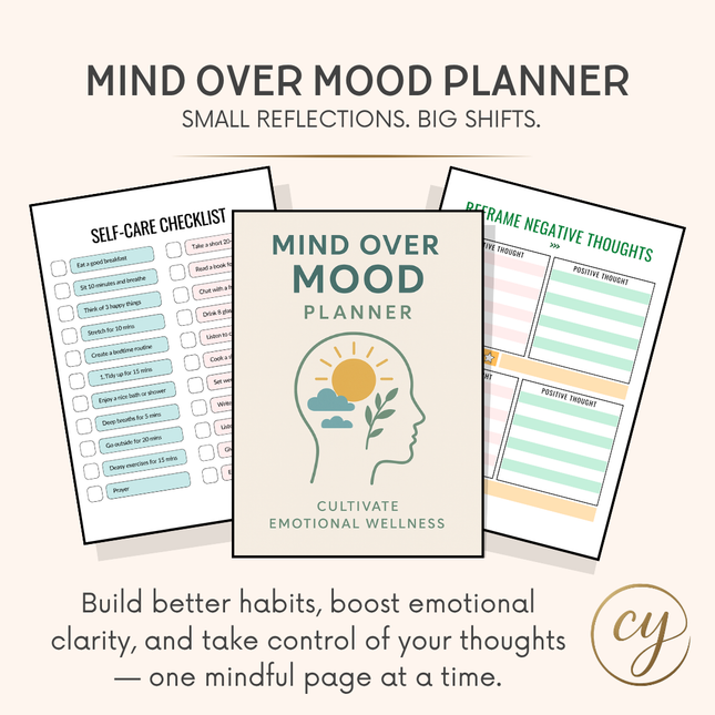 Mind Over Mood Planner – 41-Page CBT-Based Mental Wellness Workbook (Printable PDF)