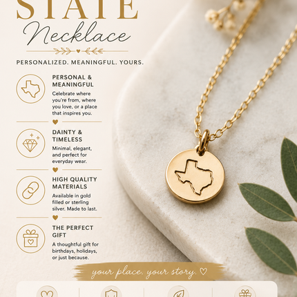 Hand Stamped State Necklace