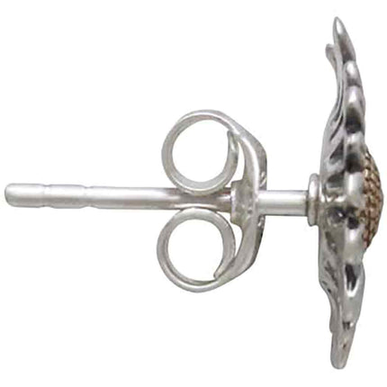 Mixed Metal Daisy Post Earrings 13x13mm