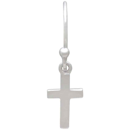 Sterling Silver Cross Drop Earrings (25x7mm)